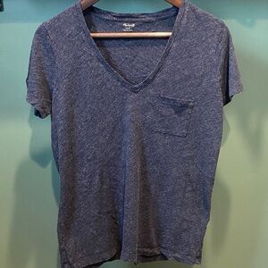 Madewell Heathered Blue V-Neck Tee